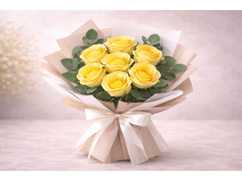 Buchet 7 trandafiri galbeni